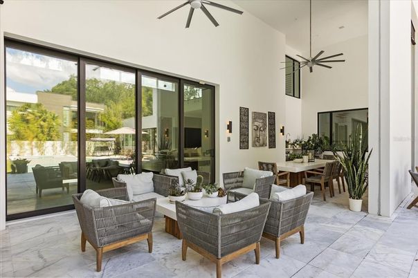 Dining room, Interior, Living room, Marble, Pendant Lights