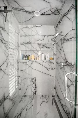 Bathroom, Glass Shower, Interior, Marble, Marble Walls
