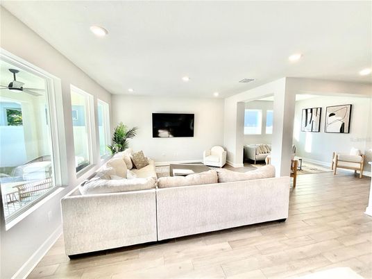 Interior, Living room, Recessed Lighting, Wood Texture Flooring