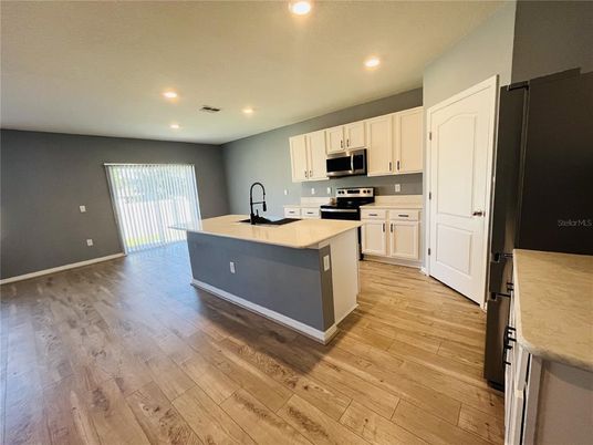 Interior, Kitchen, Recessed Lighting, Wood Texture Flooring