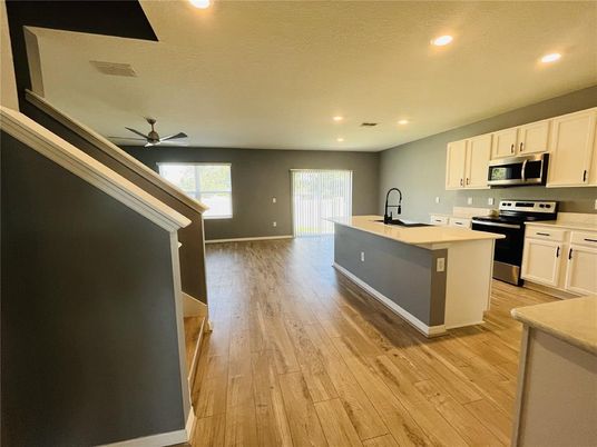 Interior, Kitchen, Recessed Lighting, Wood Texture Flooring