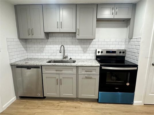 Interior, Kitchen, Stainless Steel Appliances, Wood Texture Flooring
