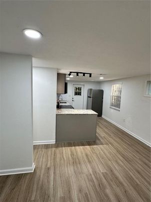 Interior, Kitchen, Recessed Lighting, Wood Texture Flooring