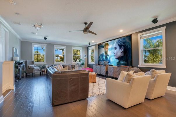 Interior, Living room, Recessed Lighting, Wood Texture Flooring