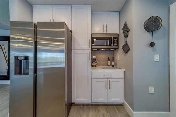 Interior, Kitchen, Stainless Steel Appliances, Wood Texture Flooring