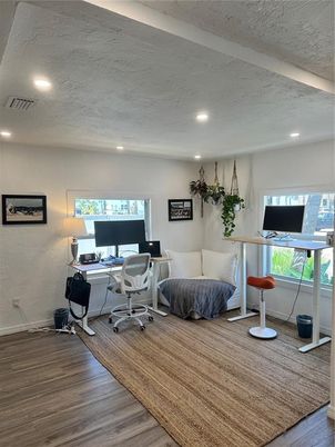 Home Office, Interior, Recessed Lighting, Wood Texture Flooring