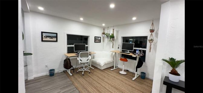 Home Office, Interior, Recessed Lighting, Wood Texture Flooring