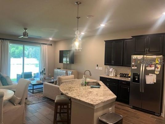 Dining room, Interior, Kitchen, Living room, Pendant Lights, Recessed Lighting, Wood Texture Flooring
