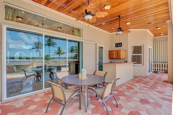 Dining room, Interior, Recessed Lighting, Water, Wooden Ceilings