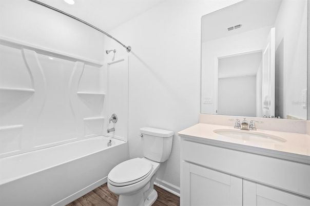 Bathroom, Interior, Recessed Lighting, Wood Texture Flooring