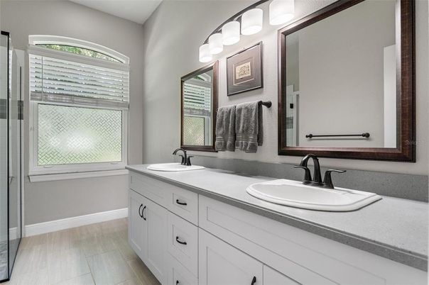 Bathroom, Dual Sink Vanities, Interior, Wood Texture Flooring
