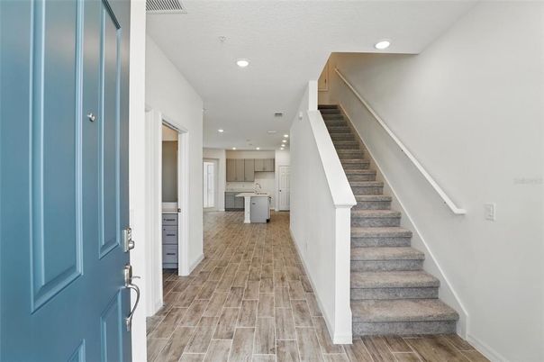 Interior, Kitchen, Recessed Lighting, Wood Texture Flooring