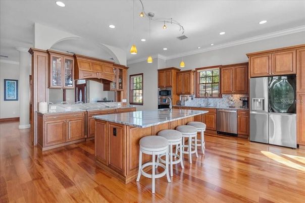 Interior, Kitchen, Recessed Lighting, Wood Texture Flooring