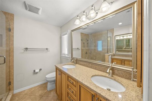 Bathroom, Dual Sink Vanities, Glass Shower, Interior, Recessed Lighting
