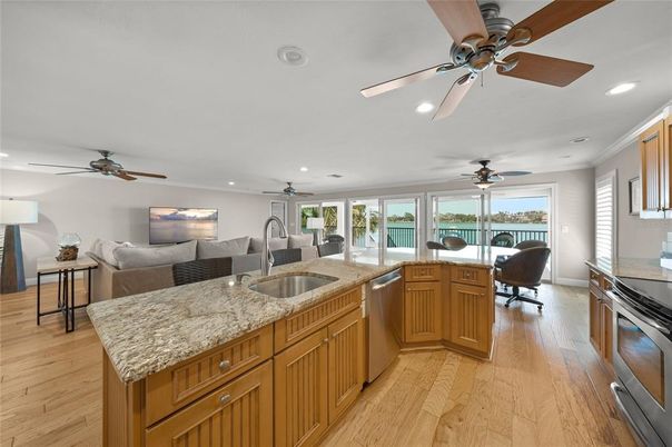 Dining room, Interior, Kitchen, Recessed Lighting, Wood Texture Flooring