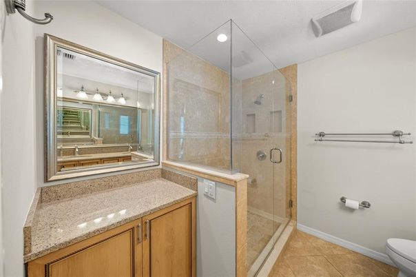 Bathroom, Glass Shower, Interior, Recessed Lighting