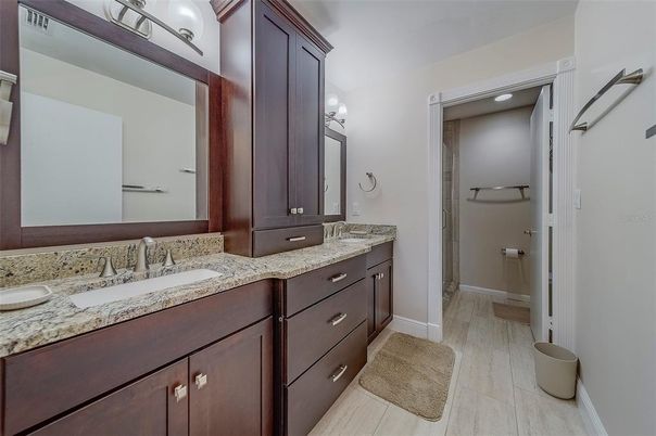 Bathroom, Dual Sink Vanities, Interior, Wood Texture Flooring