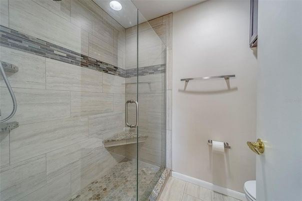 Bathroom, Glass Shower, Interior, Recessed Lighting