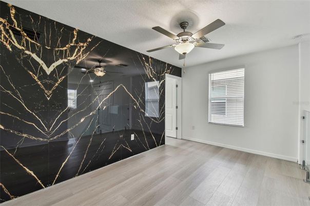 Interior, Marble Walls, Wood Texture Flooring