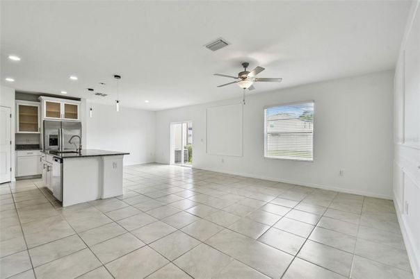 Empty room, Interior, Kitchen, Pendant Lights, Recessed Lighting