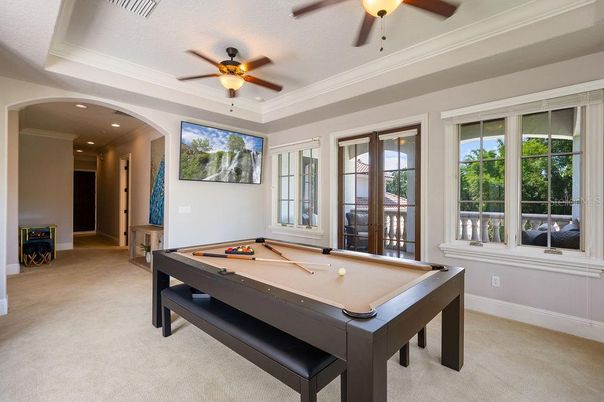 Billiard Table, Game Room, Interior, Recessed Lighting