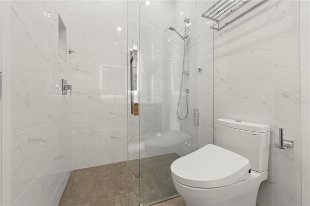 Bathroom, Glass Shower, Interior, Marble Walls