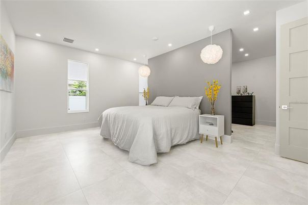 Bedroom, Interior, Pendant Lights, Recessed Lighting