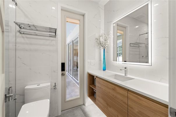 Bathroom, Glass Shower, Interior, Marble Walls