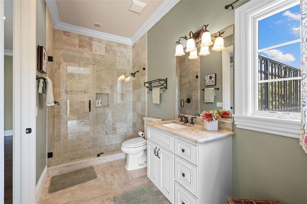 Bathroom, Glass Shower, Interior, Recessed Lighting