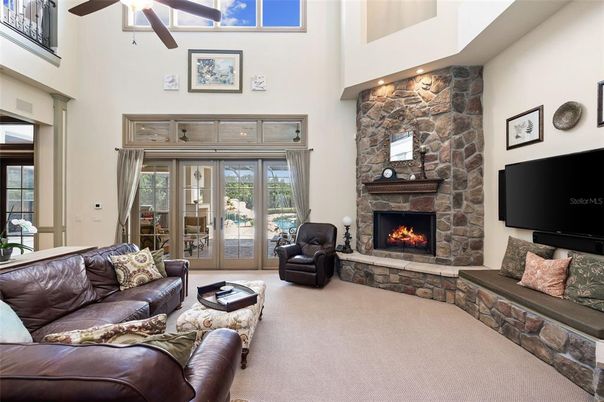 Fireplace, Interior, Living room, Stone Walls