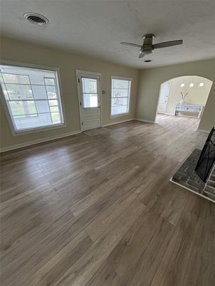 Empty room, Fireplace, Interior, Wood Texture Flooring