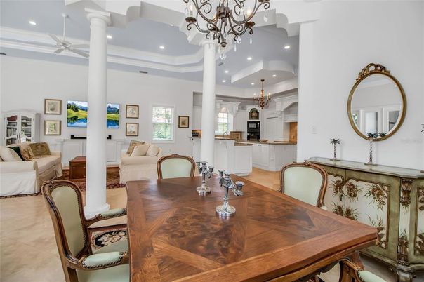 Chandelier, Dining room, Interior, Kitchen, Living room, Recessed Lighting
