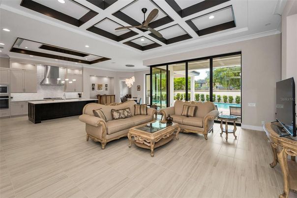 Interior, Kitchen, Living room, Pendant Lights, Recessed Lighting, Stainless Steel Appliances, Wood Texture Flooring