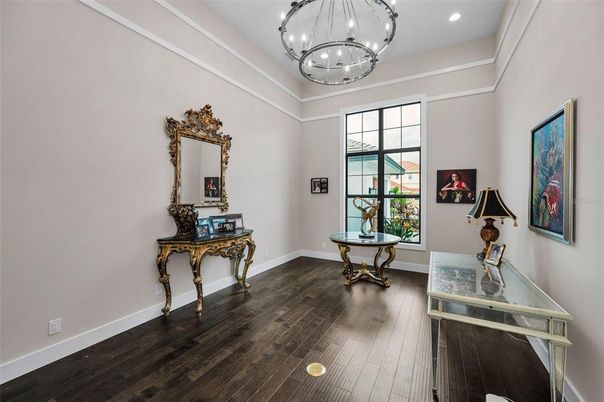 Chandelier, Interior, Recessed Lighting, Wood Texture Flooring