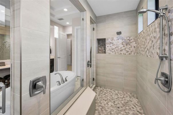 Bathroom, Glass Shower, Interior, Recessed Lighting