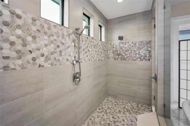 Bathroom, Glass Shower, Interior, Recessed Lighting