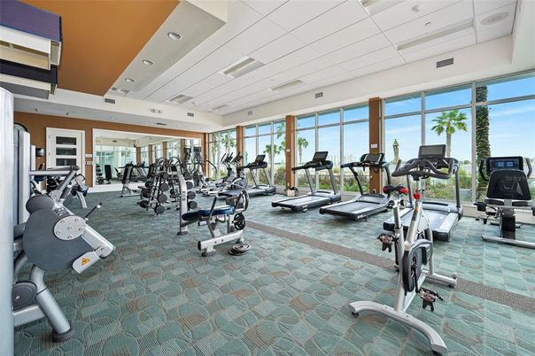 Fitness Equipment, Gym, Interior, Recessed Lighting