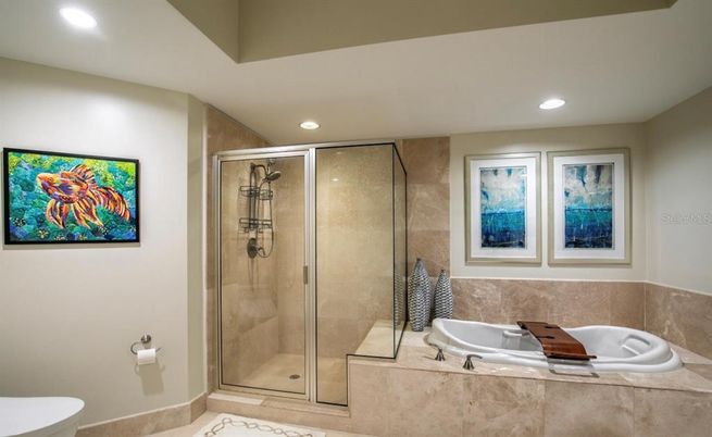 Bathroom, Glass Shower, Interior, Recessed Lighting