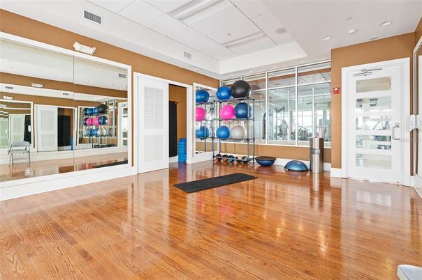 Fitness Equipment, Interior, Recessed Lighting, Wood Texture Flooring