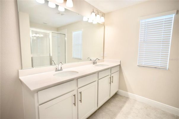 Bathroom, Dual Sink Vanities, Glass Shower, Interior