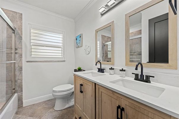 Bathroom, Dual Sink Vanities, Glass Shower, Interior
