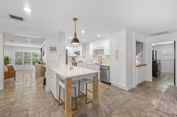 Interior, Kitchen, Pendant Lights, Recessed Lighting, Stainless Steel Appliances