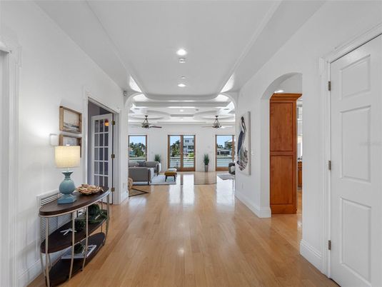 Interior, Living room, Recessed Lighting, Wood Texture Flooring