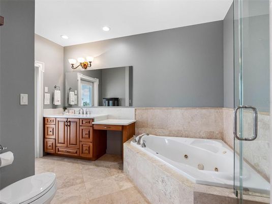 Bathroom, Glass Shower, Interior, Recessed Lighting