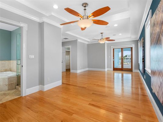 Bathroom, Empty room, Interior, Recessed Lighting, Wood Texture Flooring