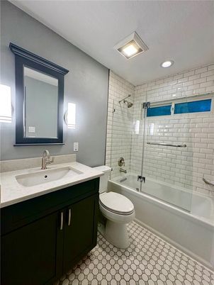 Bathroom, Glass Shower, Interior, Recessed Lighting