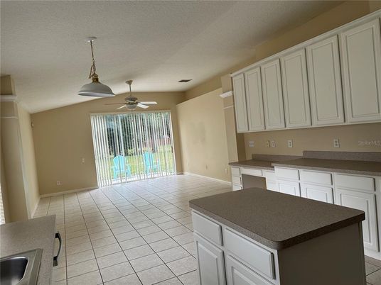 Empty room, Interior, Kitchen, Pendant Lights