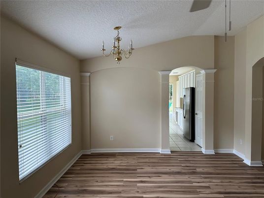Chandelier, Empty room, Fireplace, Interior, Wood Texture Flooring