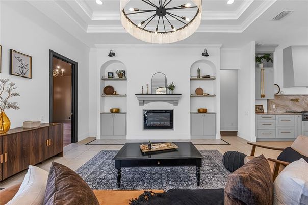 Fireplace, Interior, Living room, Pendant Lights, Recessed Lighting