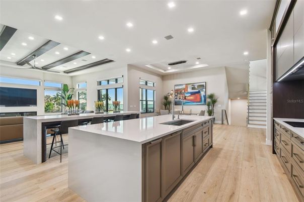 Interior, Kitchen, Recessed Lighting, Wood Texture Flooring